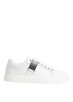 Белые мужские кожаные кроссовки LOW TOP LACE UP W/ ICONIC PLAQUE Calvin Klein, белый