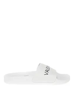 Белые мужские кожаные тапочки Valentino