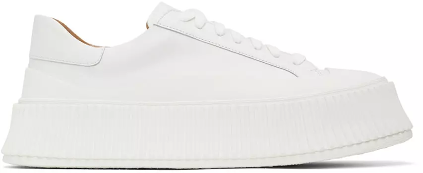 Белые низкие кеды на платформе Jil Sander, Porcelain