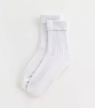 Белые носки косой вязки с отворотами New Look, белый