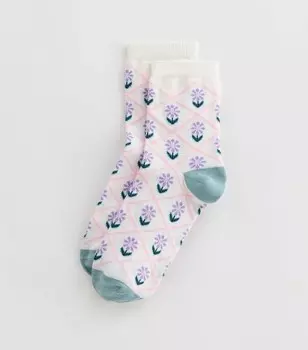 Белые носки с цветочным принтом New Look, белый