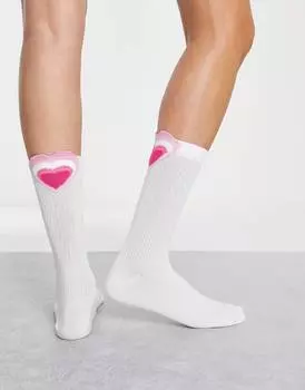 Белые носки с сердечками ASOS DESIGN