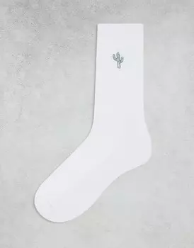 Белые носки с вышивкой кактусов ASOS DESIGN