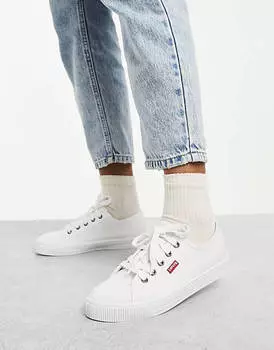 Белые парусиновые туфли Levi's с красным язычком