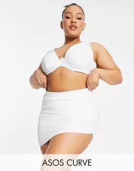 Белые плавки бикини с юбкой в тон ASOS DESIGN Curve