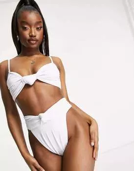 Белые плавки бикини с завышенной талией ASOS