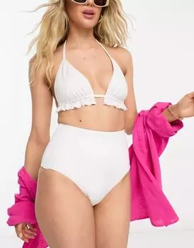 Белые плавки бикини с завышенной талией ASOS