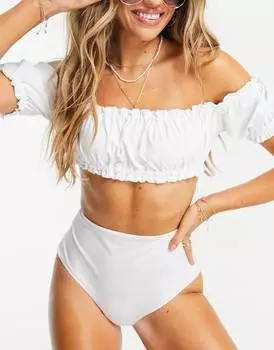 Белые плавки бикини с завышенной талией ASOS DESIGN Mix and match