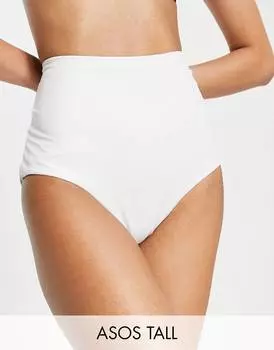 Белые плавки бикини с завышенной талией ASOS DESIGN Tall