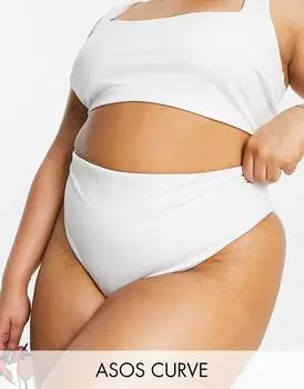 Белые плавки бикини с завышенной талией и завышенной талией ASOS DESIGN Curve
