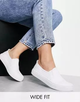 Белые плимсоллы с широкой посадкой в горошек ASOS DESIGN
