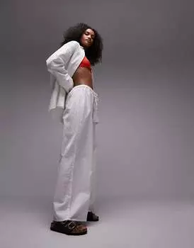 Белые пляжные брюки из смесового льна Topshop — часть комплекта