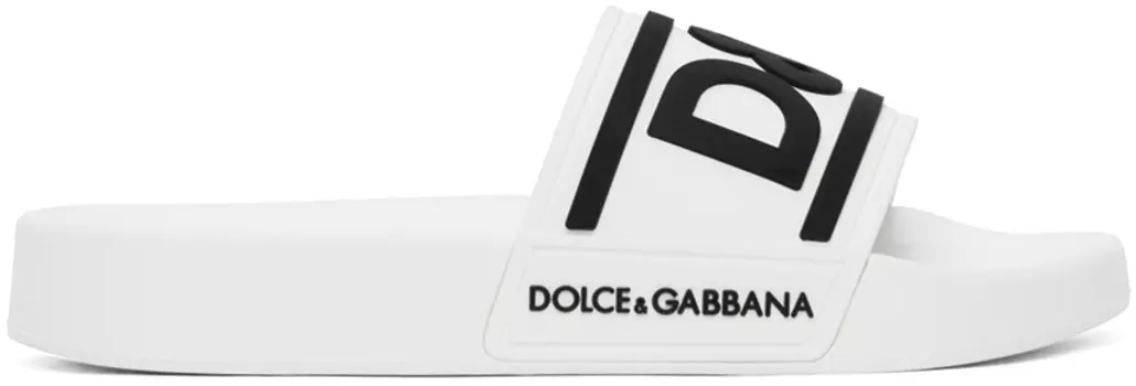 Белые пляжные шлепанцы Dolce & Gabbana