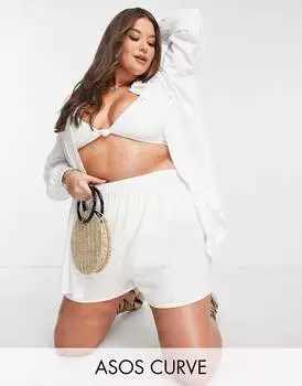 Белые пляжные шорты ASOS DESIGN Curve natural