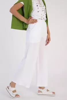 Белые полосатые широкие спортивные штаны с карманами ALL DAY