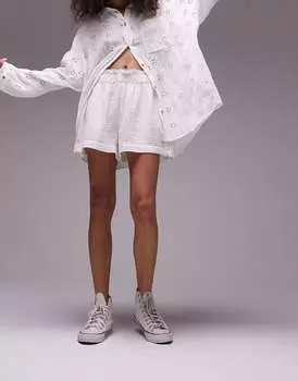 Белые повседневные фактурные пляжные шорты Topshop