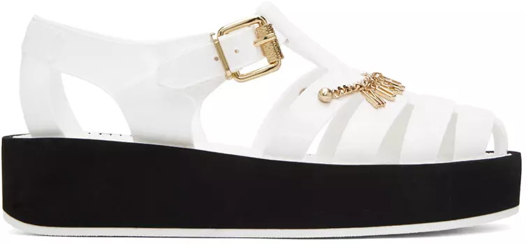 Белые прозрачные сандалии Moschino