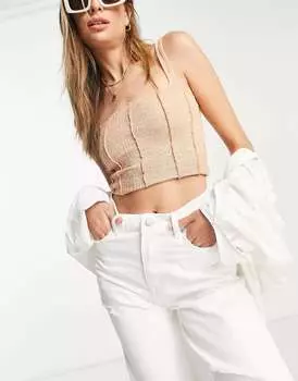 Белые прямые джинсы DTT Tall с необработанным краем и рваными коленями Don't Think Twice