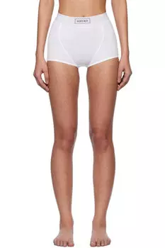 Белые ребристые шорты для мальчиков с винтажным логотипом 90-х годов Versace Underwear
