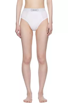 Белые ребристые трусы с винтажным логотипом 90-х годов Versace Underwear