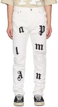 Белые рваные джинсы Palm Angels