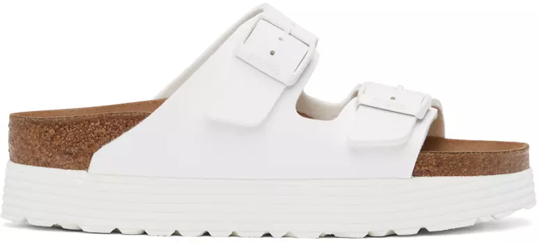 Белые сандалии на платформе Birkenstock Papillio Arizona