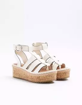 Белые сандалии на плоской подошве River Island Fisherman