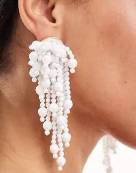 Белые серьги-подвески с бусинами-водопадом ASOS DESIGN