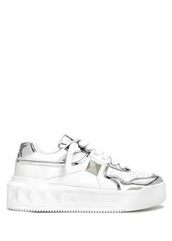Белые серебряные женские кроссовки с одной шпилькой Valentino Garavani