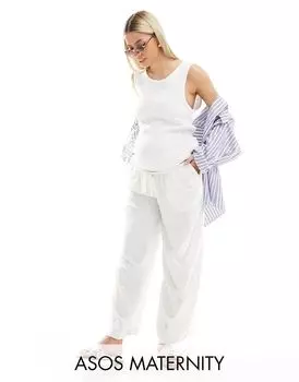 Белые широкие брюки без застежки ASOS Maternity