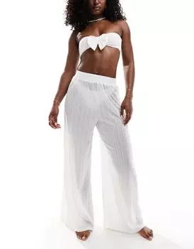 Белые широкие брюки из кружева Pieces