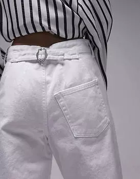 Белые широкие брюки с широкими штанинами на спине Topshop Petite
