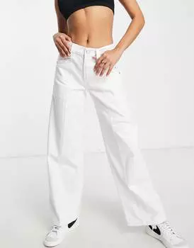 Белые широкие джинсы с низкой посадкой Topshop