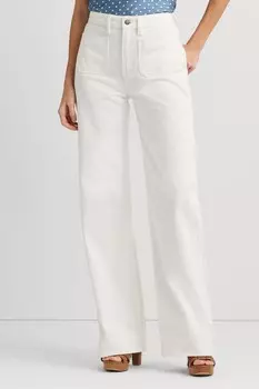 Белые широкие джинсы с завышенной талией Lauren Ralph Lauren, белый