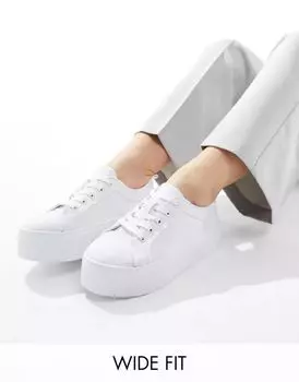 Белые широкие кроссовки на платформе со шнуровкой ASOS Divide