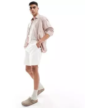 Белые широкие льняные шорты стандартной длины с резинкой на талии ASOS DESIGN