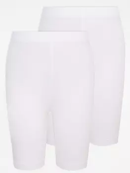 Белые школьные велосипедные шорты из джерси для девочек (2 шт.) George., белый