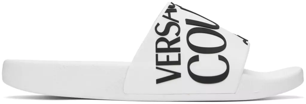 Белые шлепанцы для бассейна с тиснением Versace Jeans Couture, цвет White