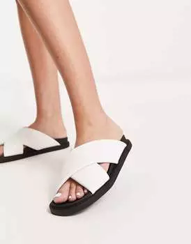 Белые шлепанцы с перекрестными ремешками London Rebel