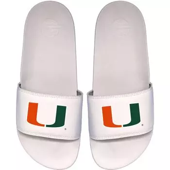 Белые шлепанцы Youth ISlide Miami Hurricanes Primary Motto Unbranded