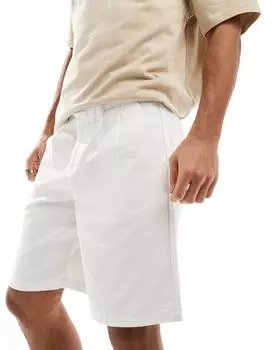 Белые шорты чинос с двойными складками ASOS DESIGN