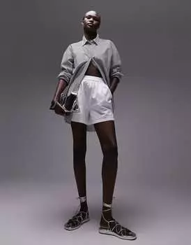 Белые шорты для бега из стираного хлопка премиум-класса Topshop Tall