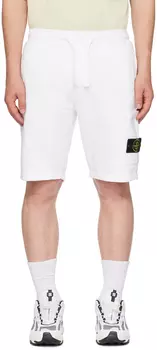 Белые шорты Stone Island, окрашенные в готовую одежду