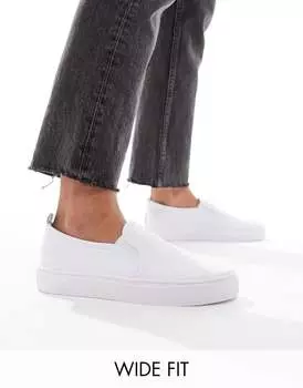 Белые слипоны в горошек ASOS DESIGN Wide Fit