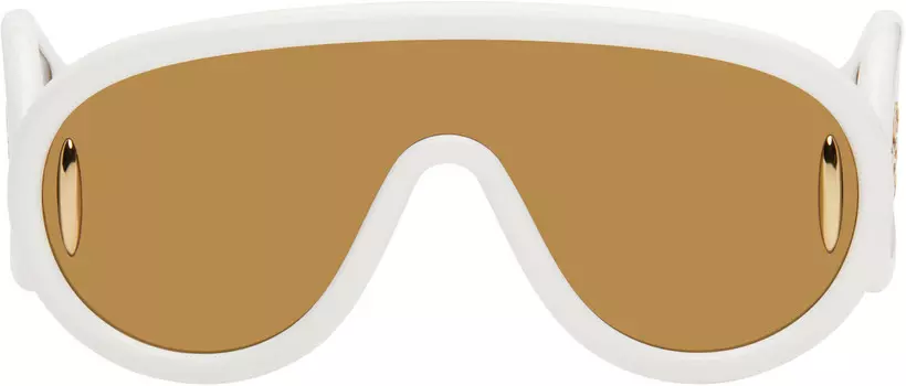 Белые солнцезащитные очки All Around Shield большого размера LOEWE