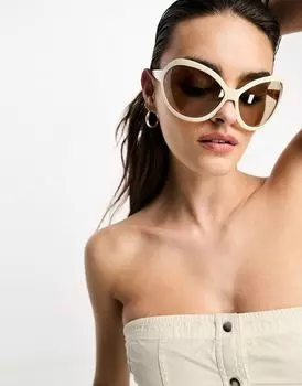 Белые солнцезащитные очки большого размера ASOS DESIGN