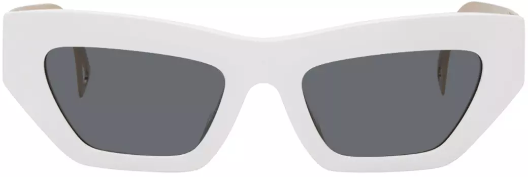 Белые солнцезащитные очки «кошачий глаз» Versace