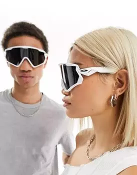 Белые солнцезащитные очки с козырьком Oakley Wind Jacket 2.0