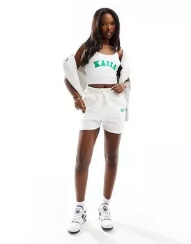 Белые спортивные шорты с логотипом Kaiia (часть комплекта)