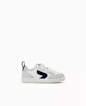 Белые спортивные туфли для мальчика с двойной застежкой на крючок и петлю Zippy, белый